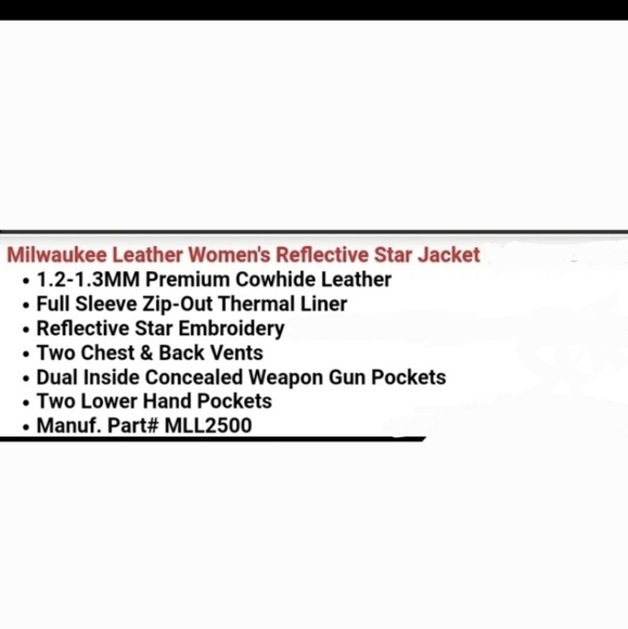 Milwaukee Leather Reflective Star Moto Jacket 🏍 NWOT - Give Giving Condition - Picture 7 of 7